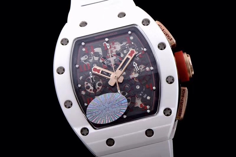 Richard Mille Replica RM 011 White Strap Open Face Red Digital Dial