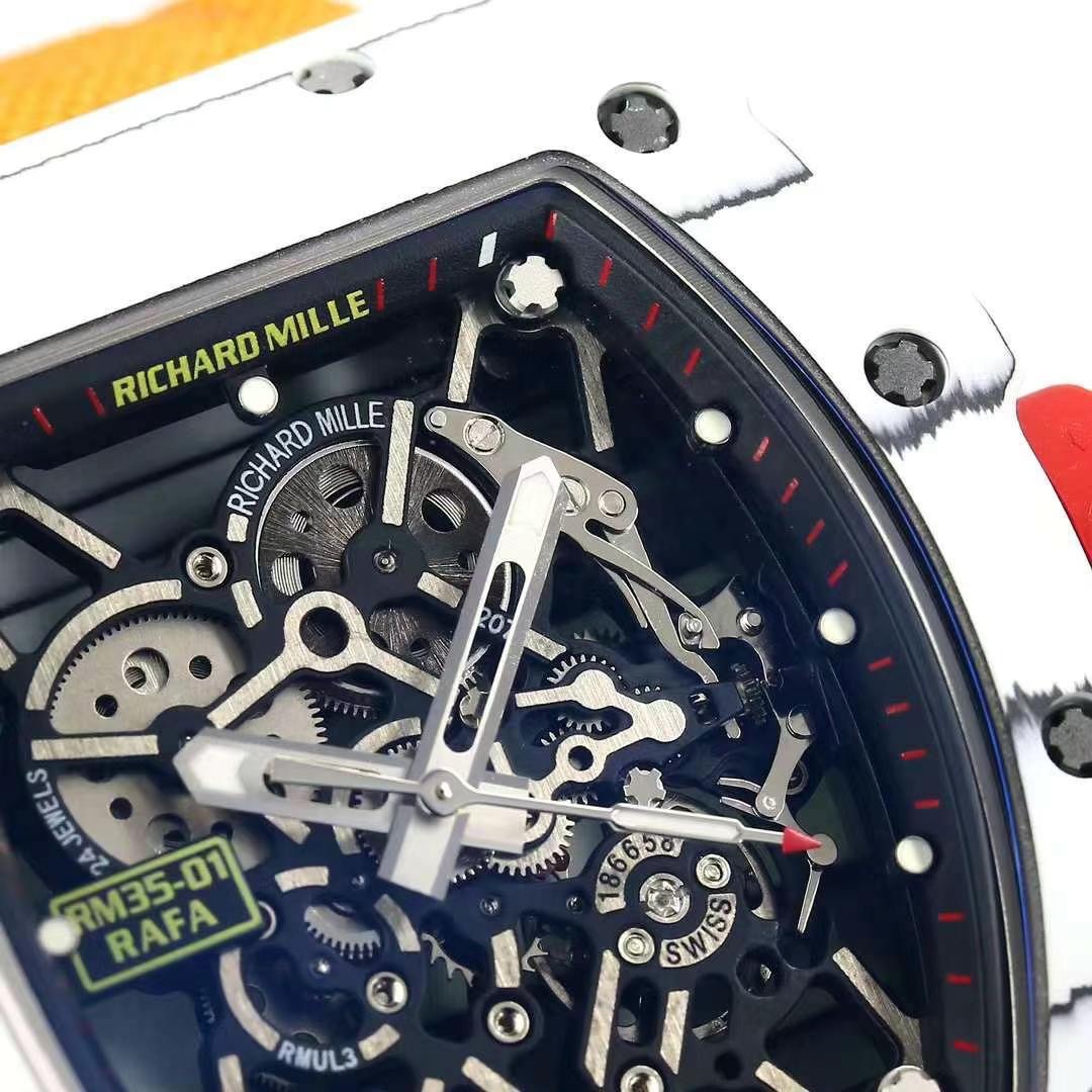 Swiss Richard Mille RM 35-01 Rafael Nadal Replica Watch – White NTPT Carbon Case