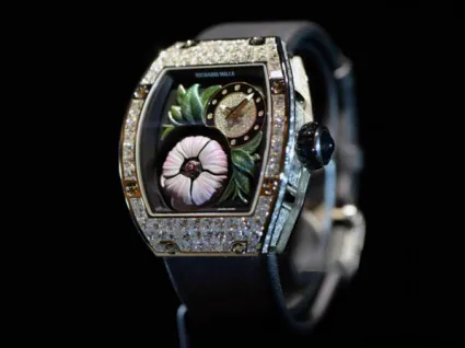 Richard Mille RM 19-02 Replica, Diamond-Set Case 3D Flower Skeleton Dial Luxury Ladies Automatic Wristwatch