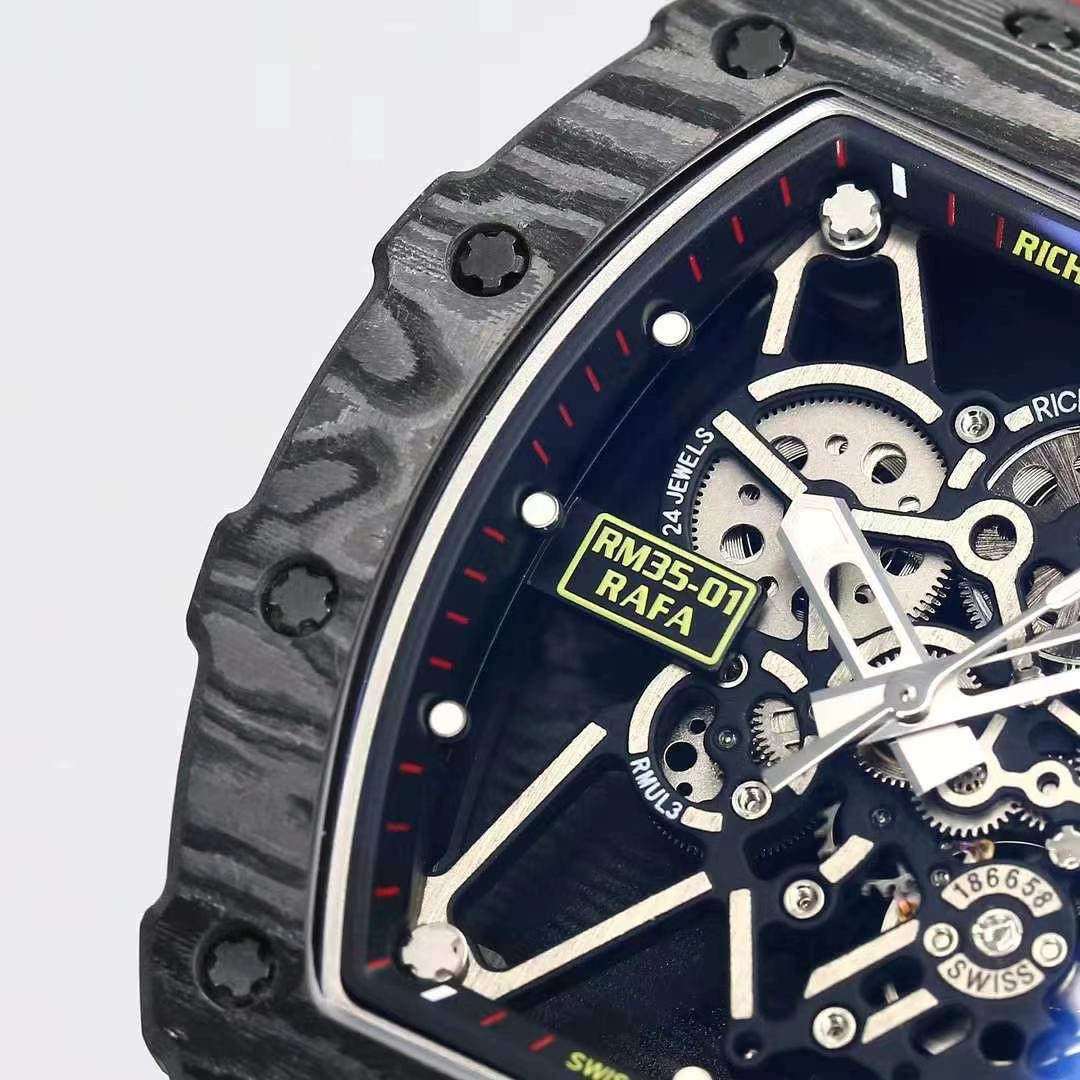 Richard Mille RM 35-01 Replica Swiss Clone with Carbon Case and Red Strap