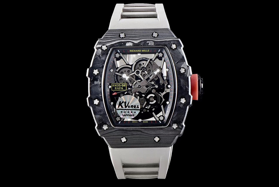 Richard Mille Replica RM 35 Grey Strap Imported Carbon Fiber Material Bezel