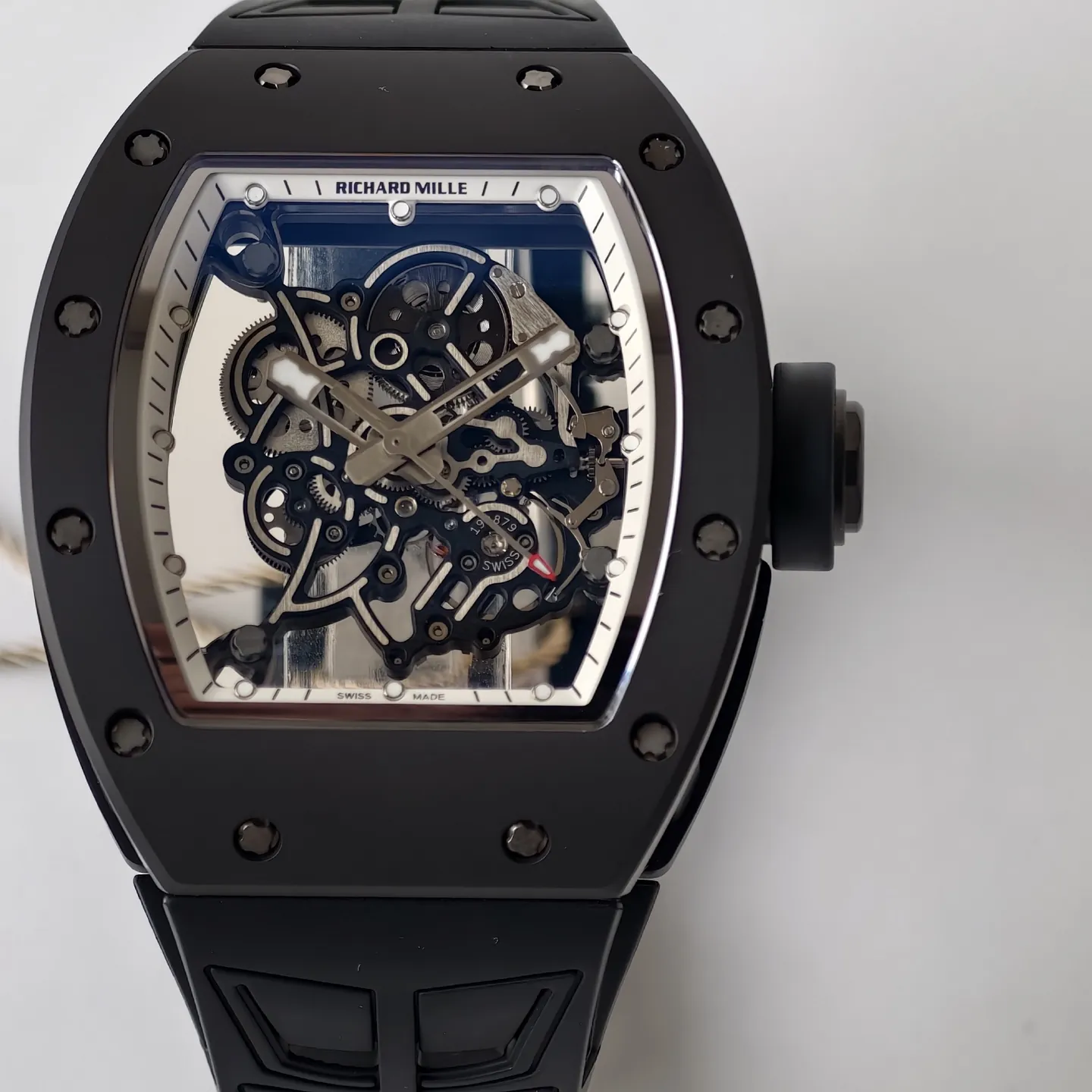 UMI Richard Mille RM 055 Bubba Watson Black Ceramic White Flange Replica Watch