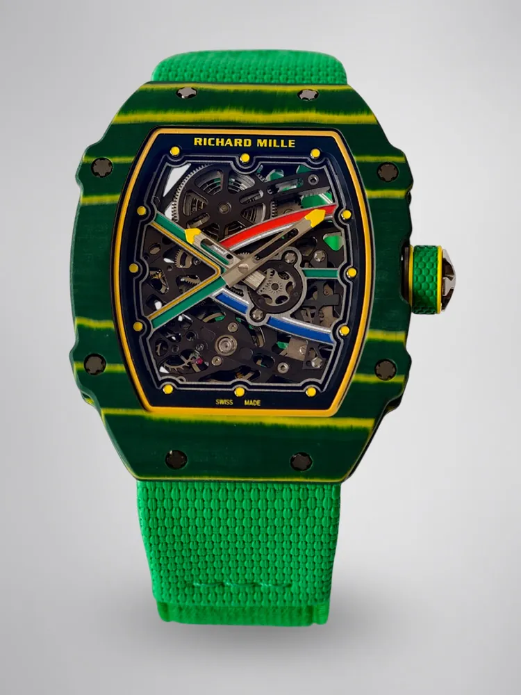 UMI RM 67-02 Van Niekerk Green Carbon Yellow Bezel Green Fabric Strap Replica Watch