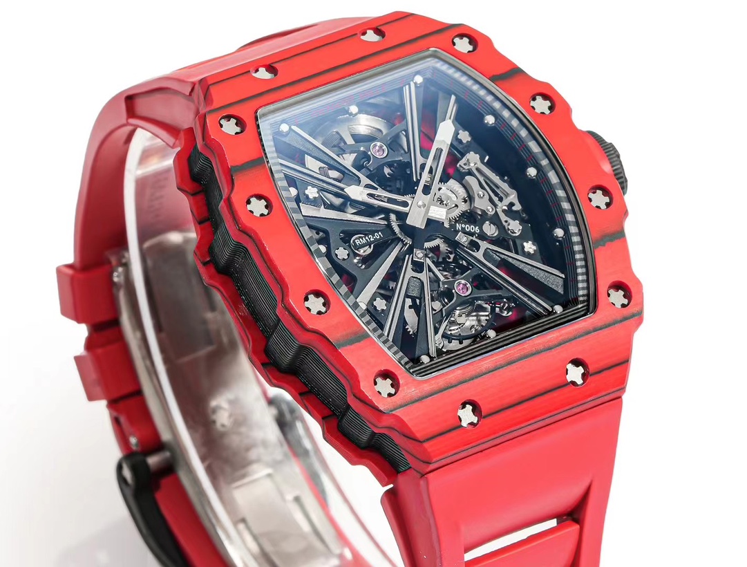 Replica Richard Mille RM 12-01 Tourbillon Watch For Stylish Men – Luxurious Red Carbon Fiber Case