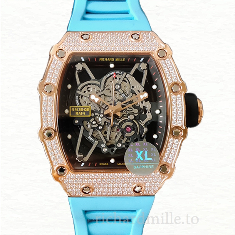 Richard Mille RM35-02 Mechanical Men Transparent Dial Diamond Bezel