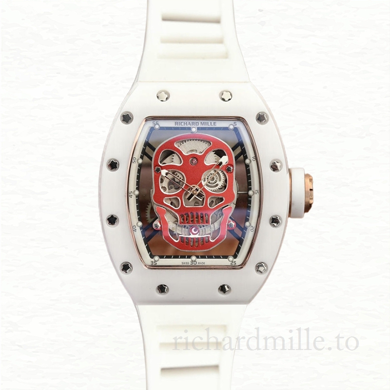 Richard Mille RM52-01 Men Mechanical Watch Red Skull Dial