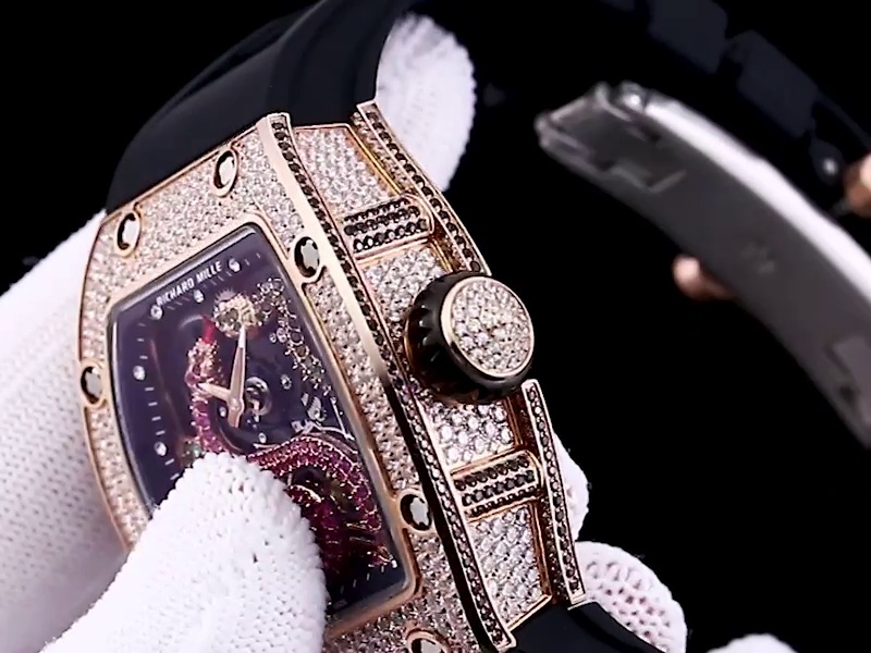 Swiss Richard Mille RM 026 Replica Serpent Dial Watch – Rose Gold Plated Skeleton Design With Diamond Case For Collectors
