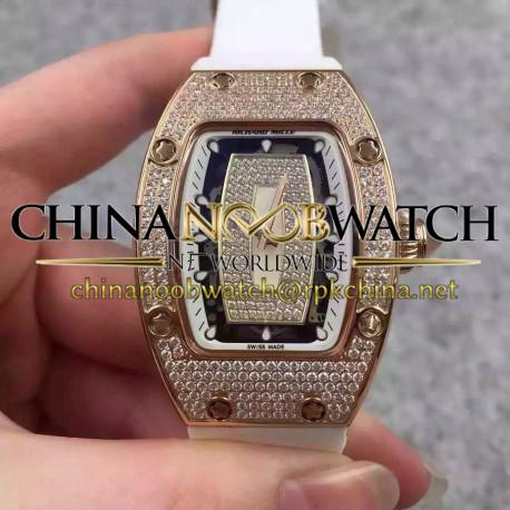 RM07 Ladies Rose Gold &amp; Diamonds White &amp; Diamonds Dial M6T51