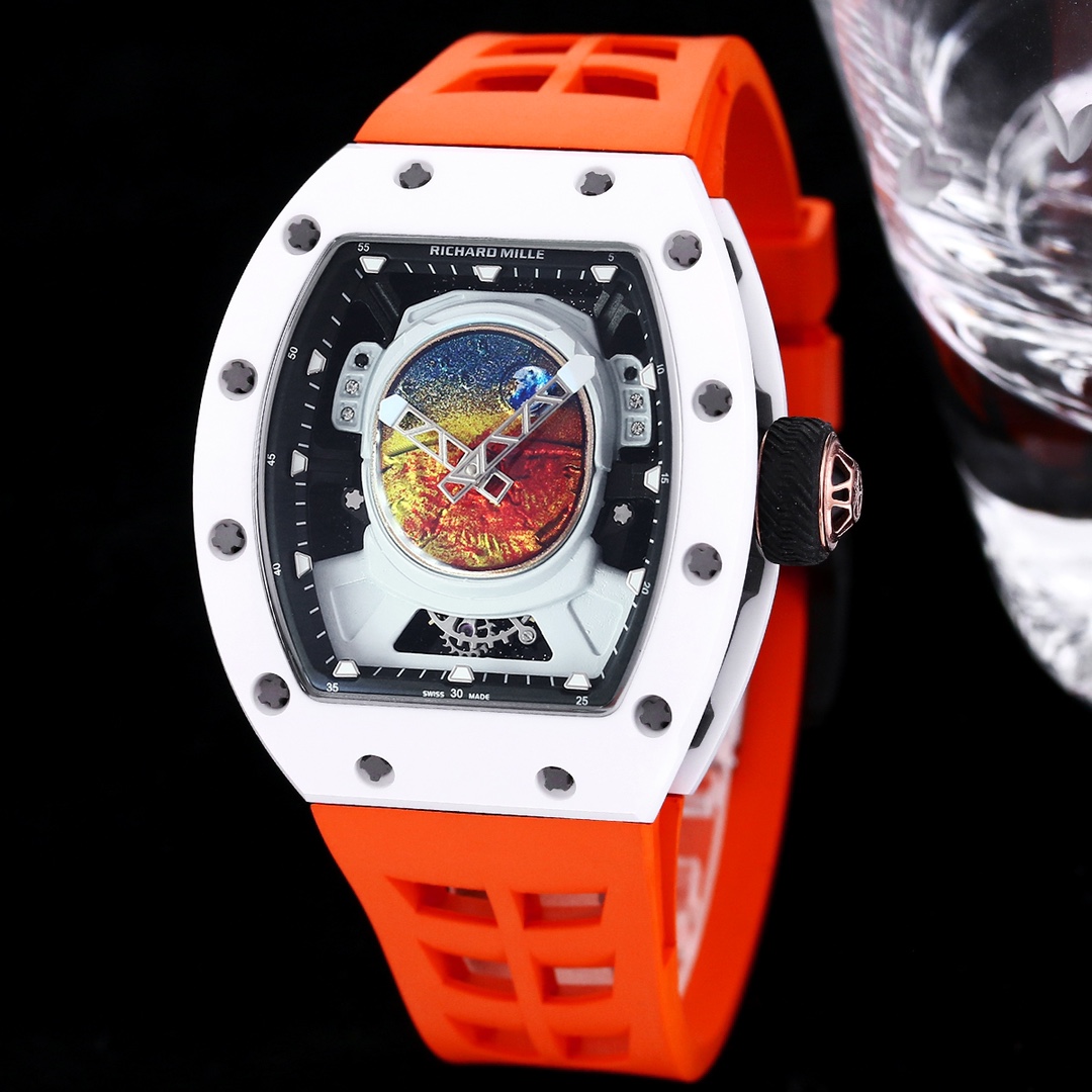 Swiss Richard Mille RM 52-05 Replica Pharrell Williams Limited Edition Watch – White Ceramic Case, Orange Strap