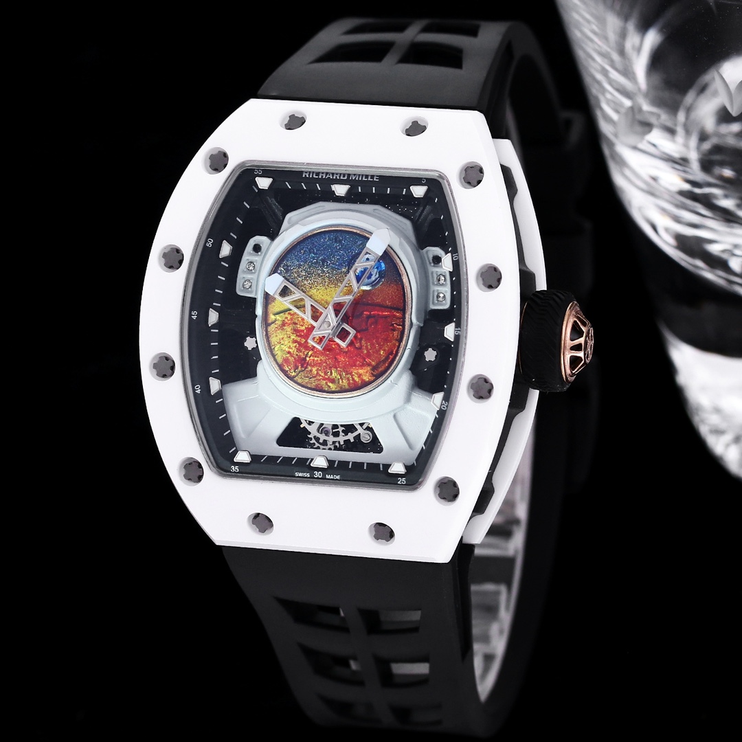 Luxury Replica Richard Mille RM 52-05 Pharrell Williams Black Strap Watch – Swiss Movement, Cosmic Dial