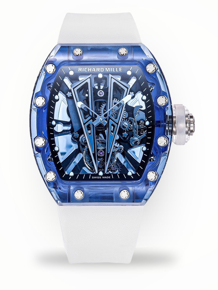 Richard Mille RM 27-03 Replica Blue Sapphire Crystal Watch | Skeleton Design, Fully Transparent Case