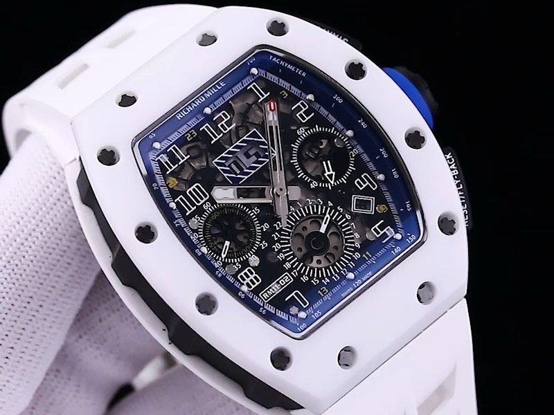 Men’s Richard Mille RM 011 Replica Chronograph Watch – White Ceramic Case With Skeleton Dial
