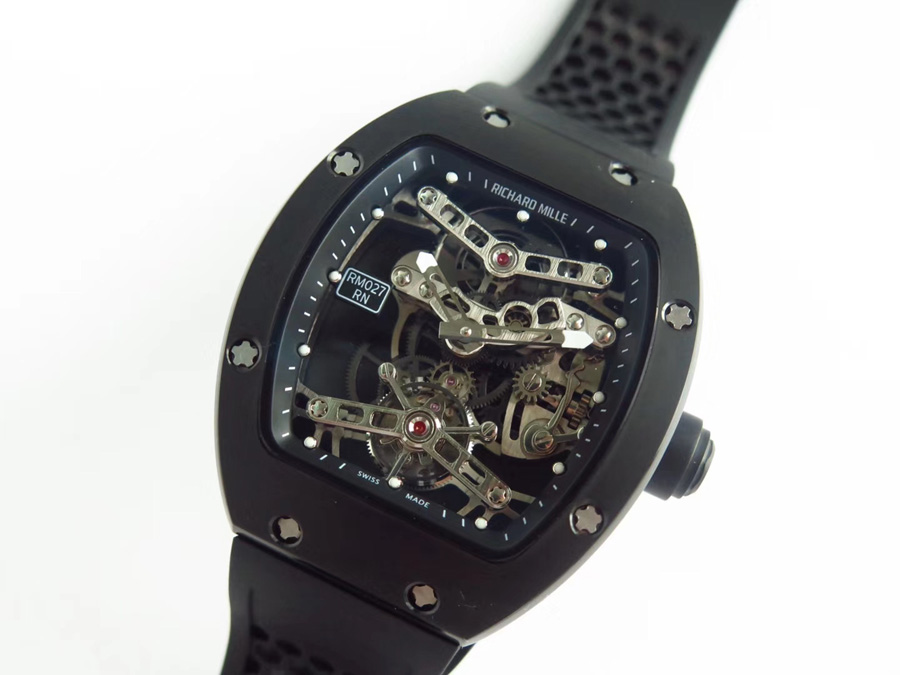 Richard Mille Replica RM 027 Black Rubber Strap Dense Bottom