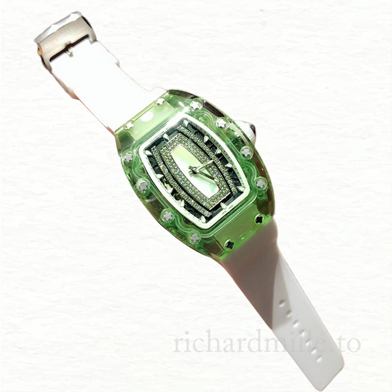 Richard Mille RM07-02 Ladies Automatic Black With Diamonds Dial Watch Rubber Band