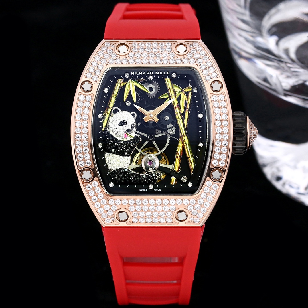 Luxury Swiss Richard Mille RM 26-01 Replica Watch With Panda Dial And Diamond Bezel For Elegant Women