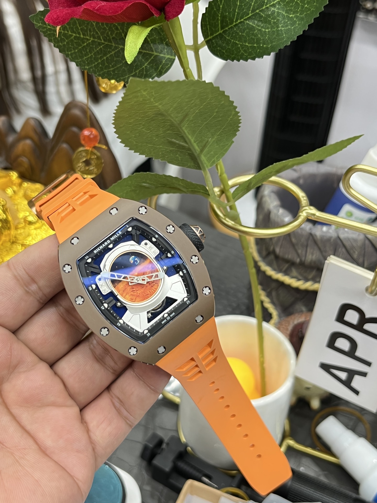 Richard Mille RM52-05 Pharrell Williams Brown Cermet Tourbillon 50mm Replica Watch