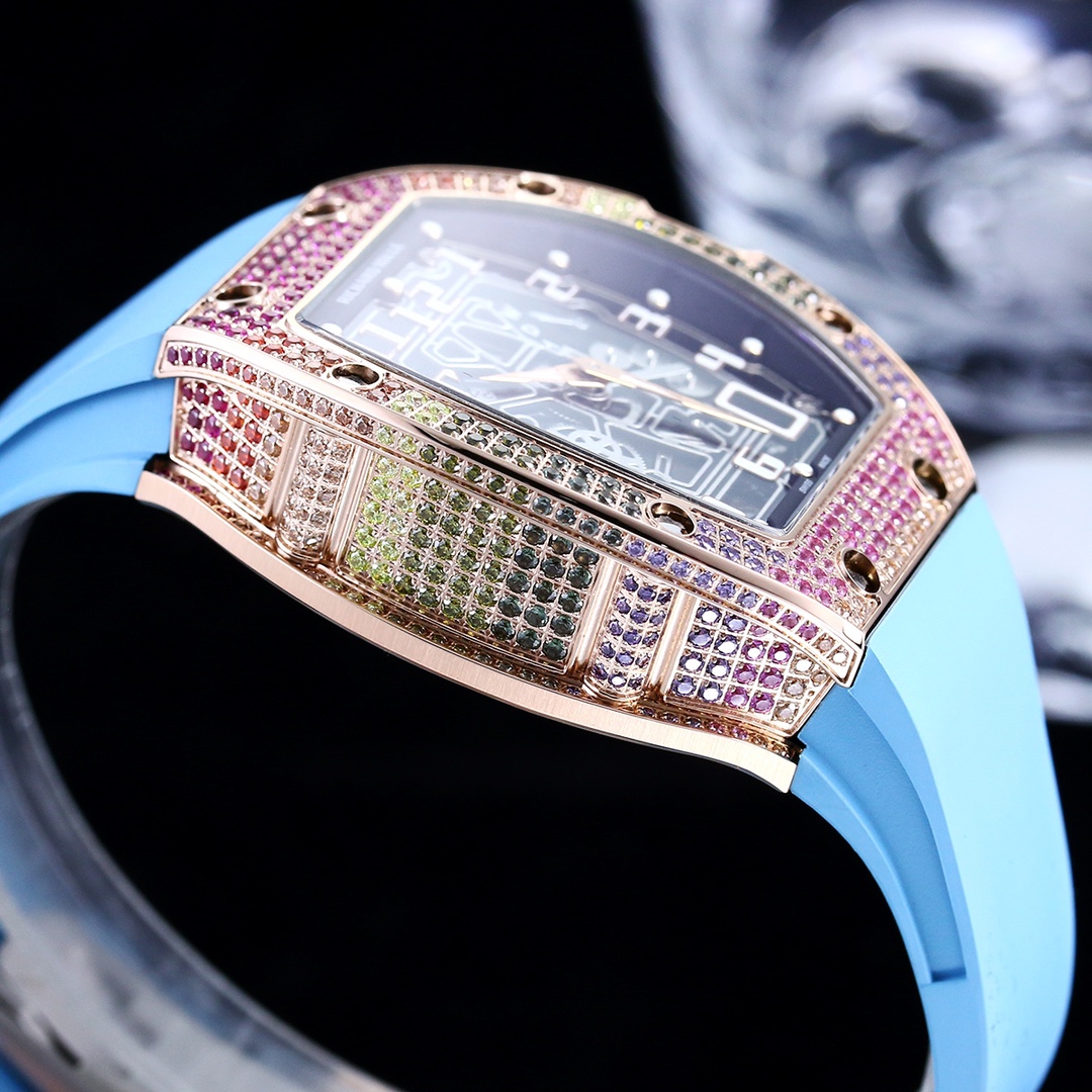 Swiss Richard Mille RM 67-01 Replica For Stylish Gentlemen – Skeleton Dial, Blue Rubber Strap, Ultra-Thin Case