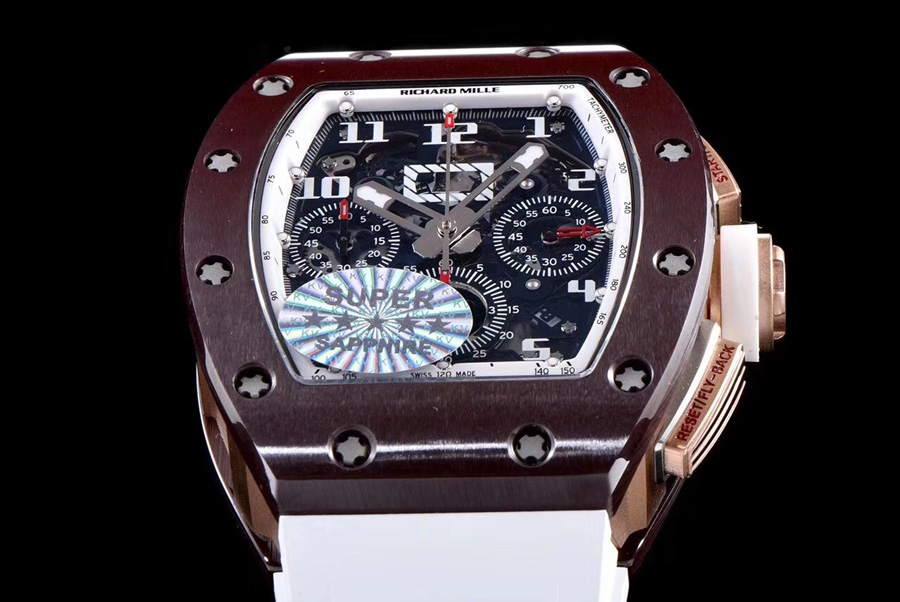 Richard Mille Replica RM 011 White Rubber Strap Open-face Digital Dial