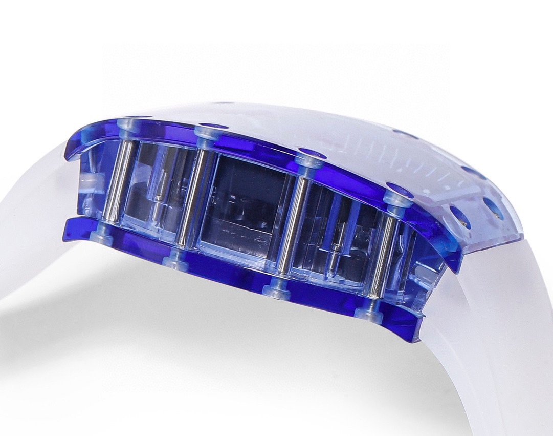 Swiss Richard Mille RM 052 Replica Tourbillon Skull Blue Sapphire Case Watch With White Rubber Strap – Bold Design