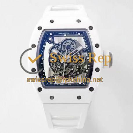 RM055 Ti ZF White Ceramic Skeleton Dial White Rubber Strap NH05A V2