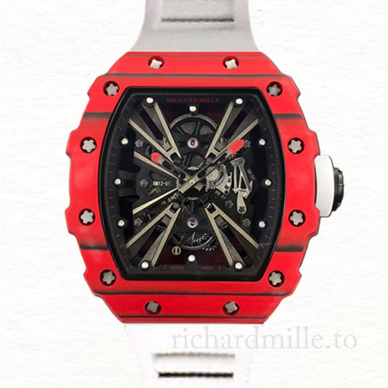 Richard Mille RM12-01 Mechanical Men Transparent Dial Watch Rubber Band