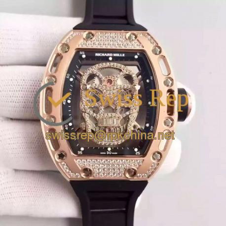 RM052 SF Rose Gold &amp; Diamond Diamond Skull Dial M6T51