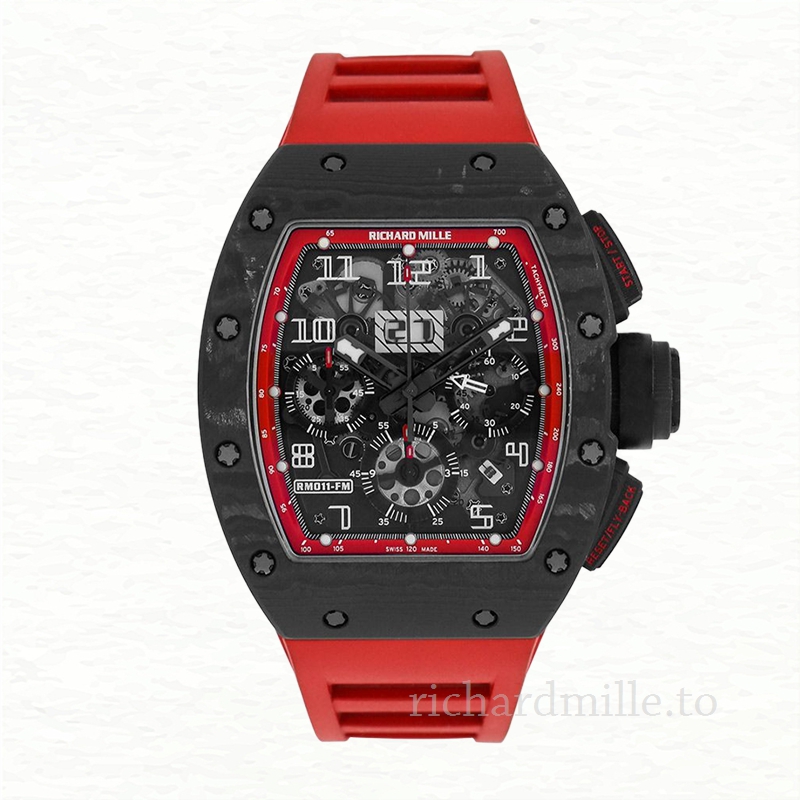 Richard Mille RM 011 Transparent Dial Men’s Rubber Band Black Red