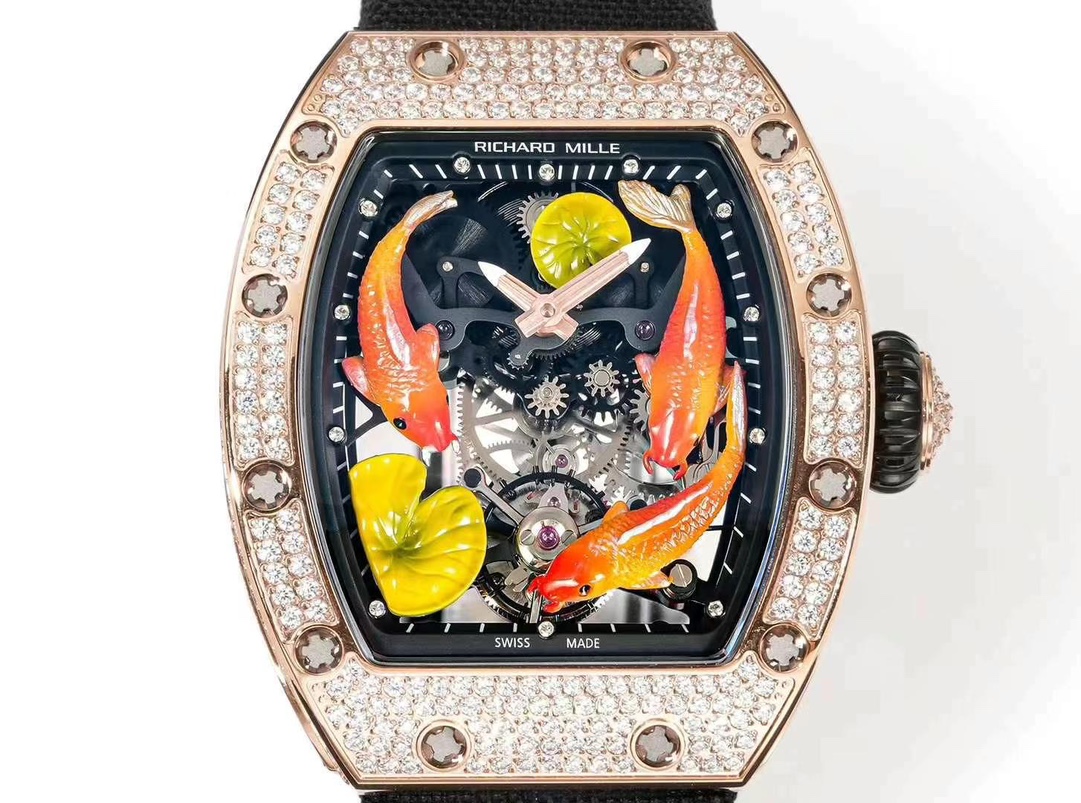 Replica Richard Mille RM S10 Koi Tourbillon Watch - Rose Gold & Diamond