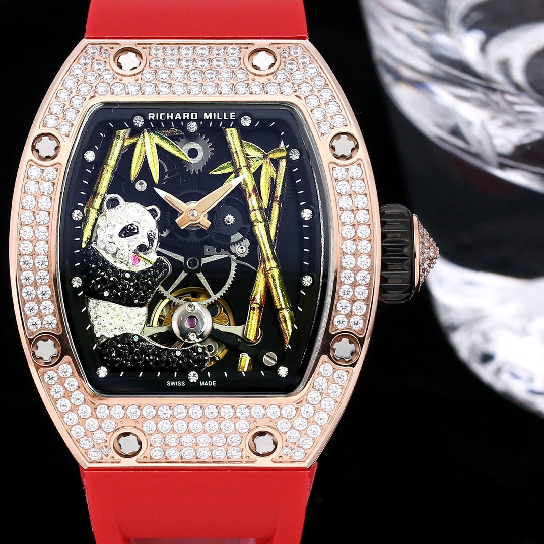 Luxury Swiss Richard Mille RM 26-01 Replica Watch With Panda Dial And Diamond Bezel For Elegant Women