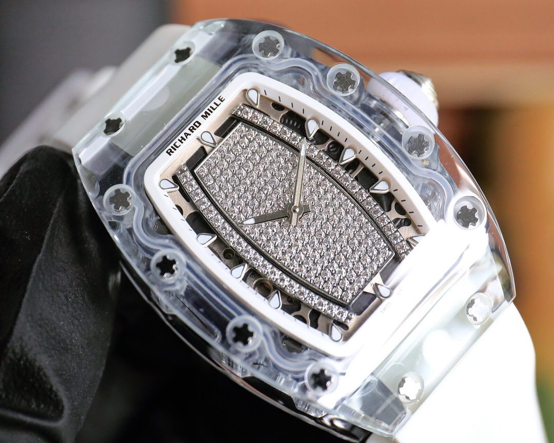 Super Clone Richard Mille RM 07-02 Replica Diamond Pavé Dial Sapphire Crystal Case Women's Watch