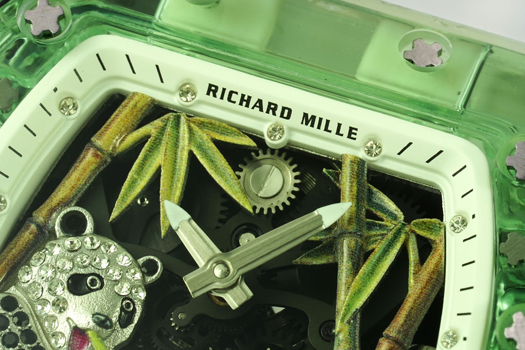 Luxury Replica Richard Mille RM 26-01 Panda Tourbillon Watch Full Crystal Case Skeleton Dial with White Rubber Strap