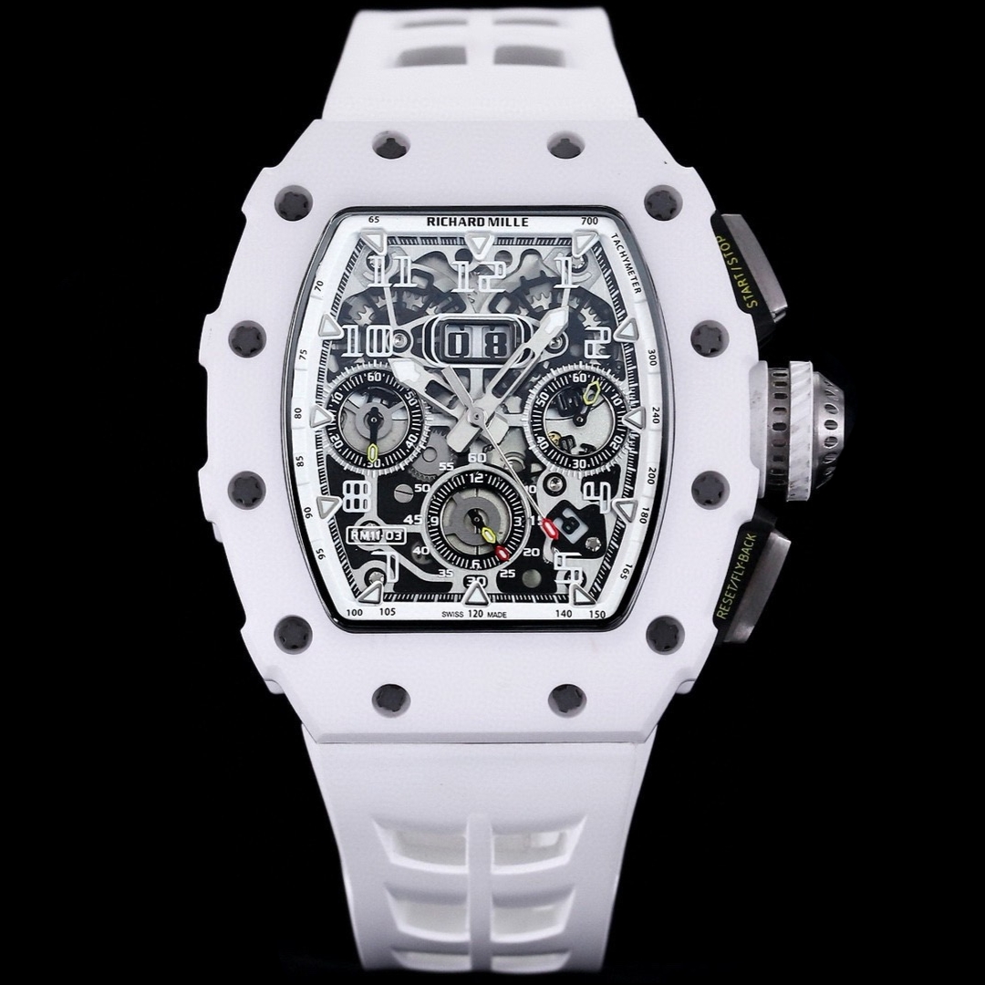Luxury Richard Mille RM 11-03 Replica Watch | Swiss Movement | Titanium & White Ceramic | Skeleton Sport Design