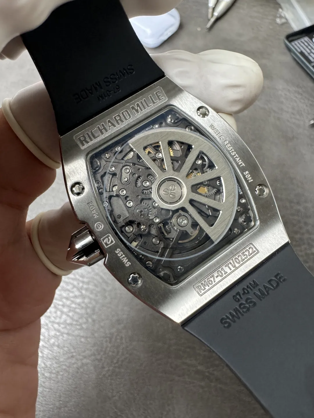 Richard Mille RM 67-01 Ultra Thin Titanium Skeleton Replica Watch Black Rubber