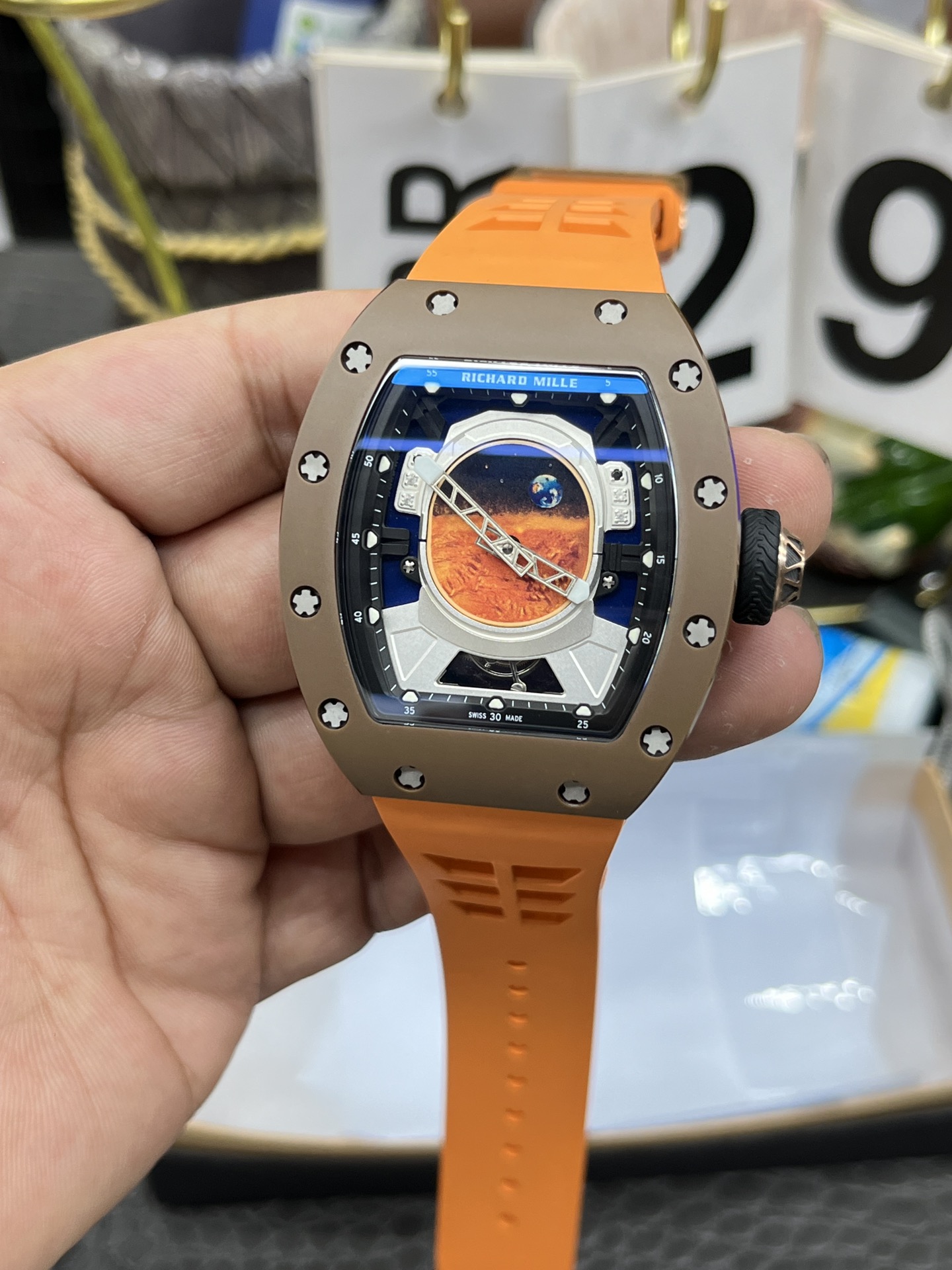 Richard Mille RM52-05 Pharrell Williams Brown Cermet Tourbillon 50mm Replica Watch