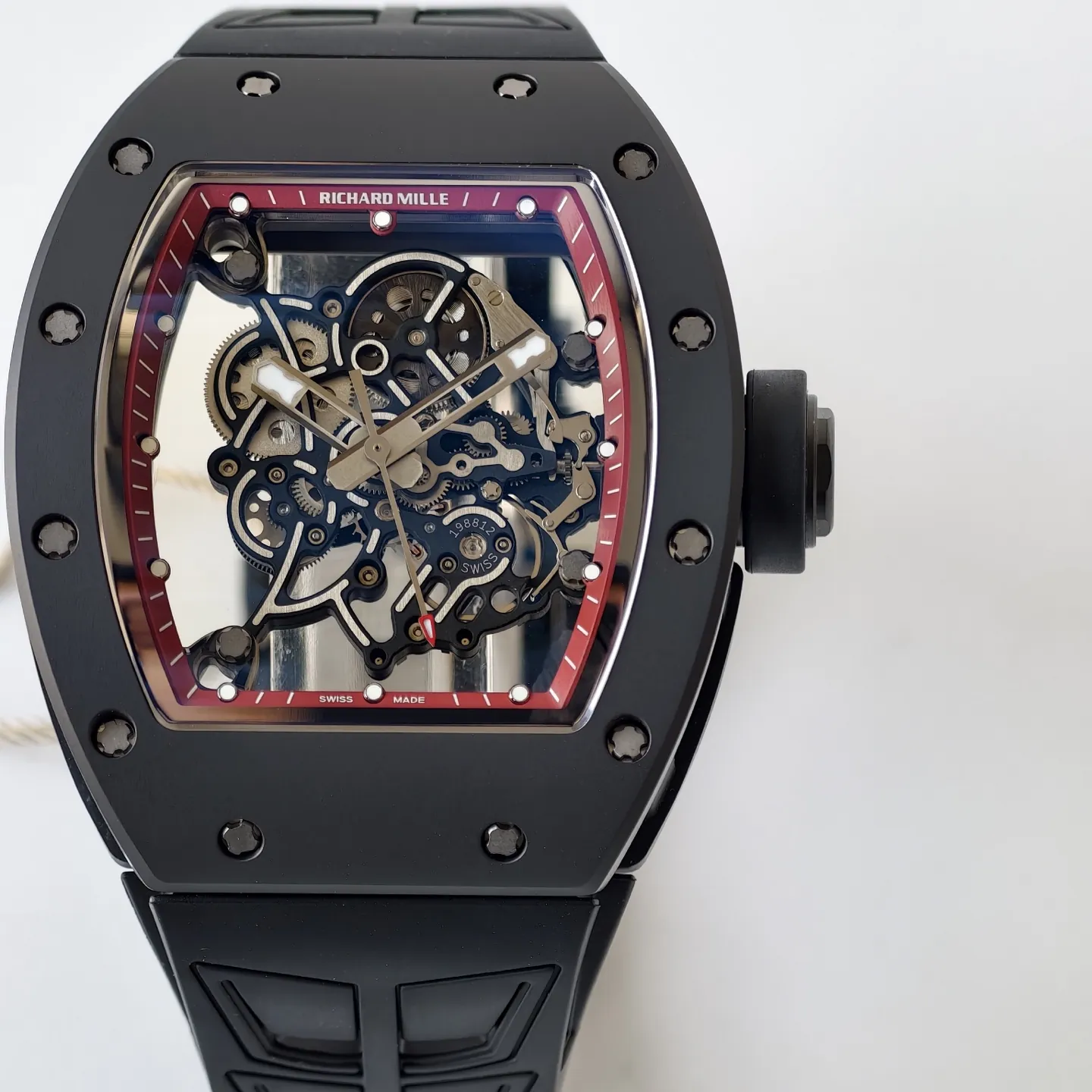 UMI Richard Mille RM 055 Bubba Watson Best Replica with Black Ceramic Case Red Flange RMUL2 Movement