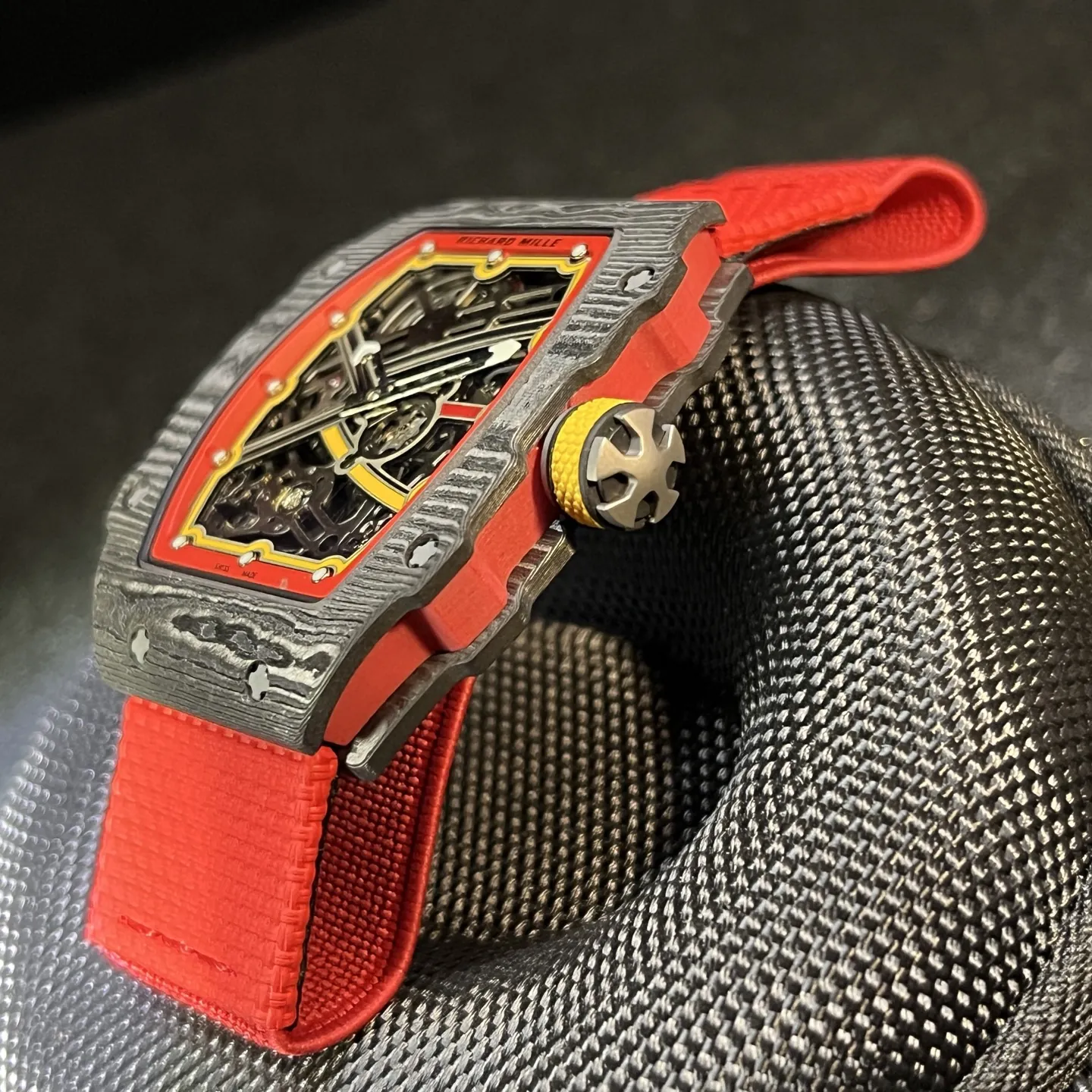 UMI RM 67-02 Alexander Zverev Skeleton Red Dial Red Strap Carbon Fiber Sports Replica Watch