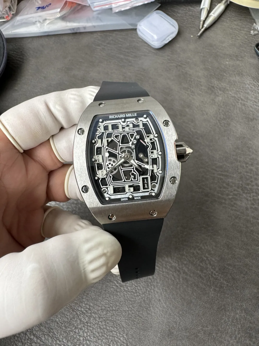 Richard Mille RM 67-01 Ultra Thin Titanium Skeleton Replica Watch Black Rubber