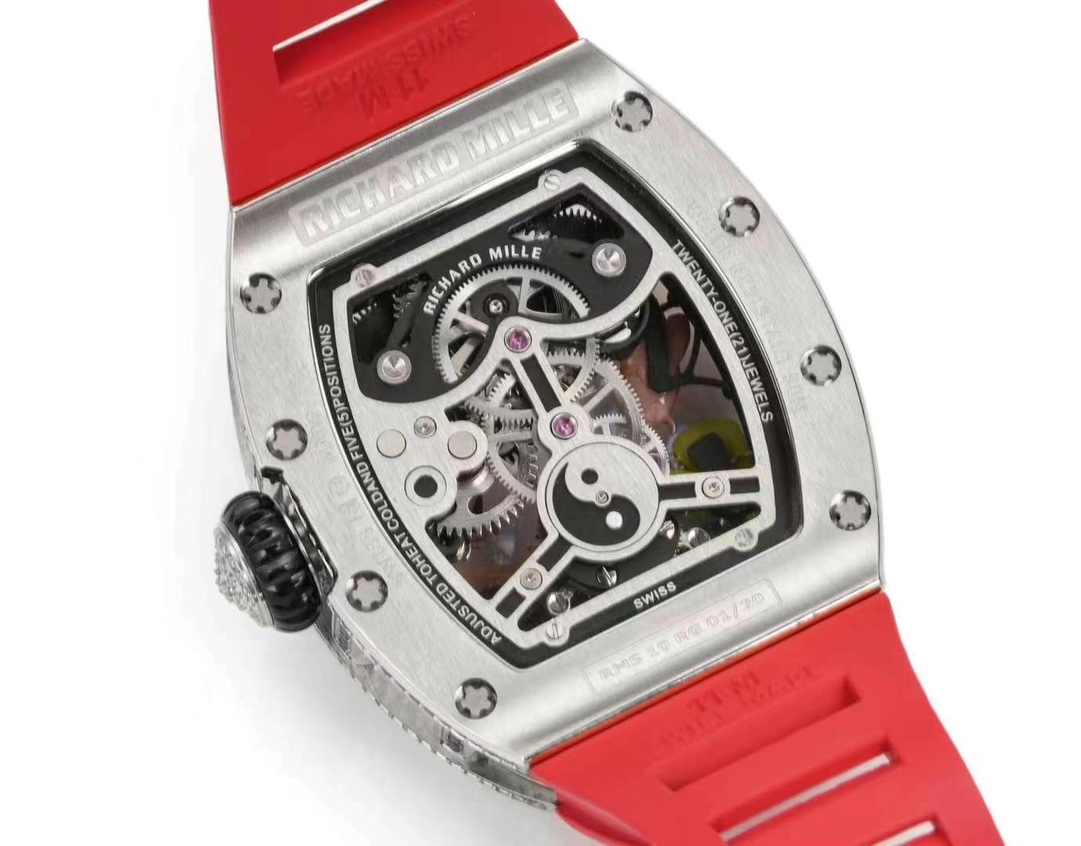 Super Clone Replica RICHARD MILLE RM S10 Koi Fish Tourbillon Watch Diamond Case Red Strap Swiss Quality