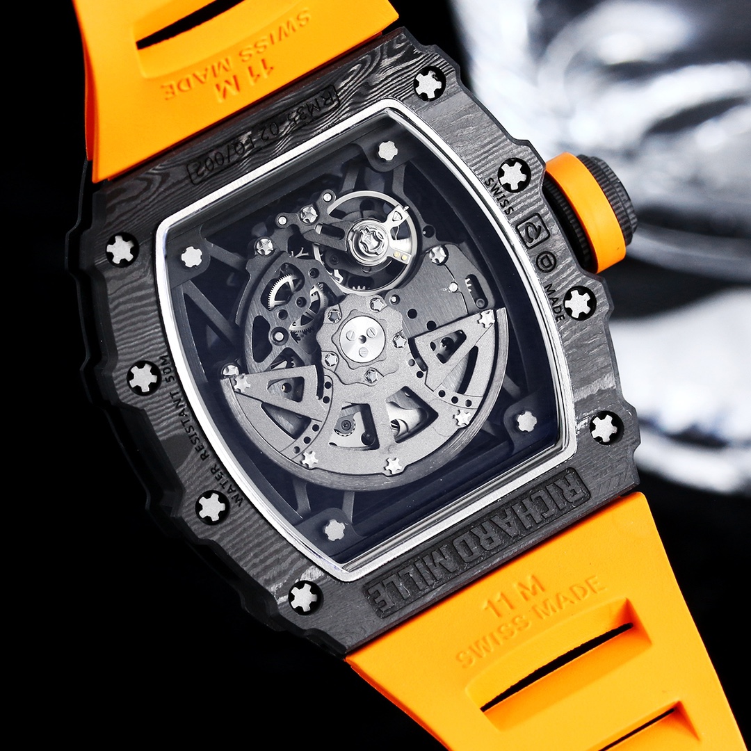 Richard Mille RM 35-02 NTPT Carbon Case Skeleton Dial Orange Rubber Swiss Automatic Replica