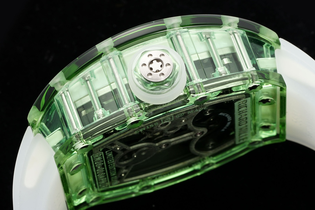 Luxury Replica Richard Mille RM 26-01 Panda Tourbillon Watch Full Crystal Case Skeleton Dial with White Rubber Strap
