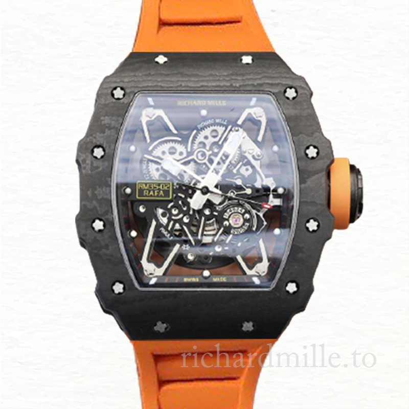 Richard Mille RM35-02 Mechanical Men Rubber Band Watch Transparent Dial