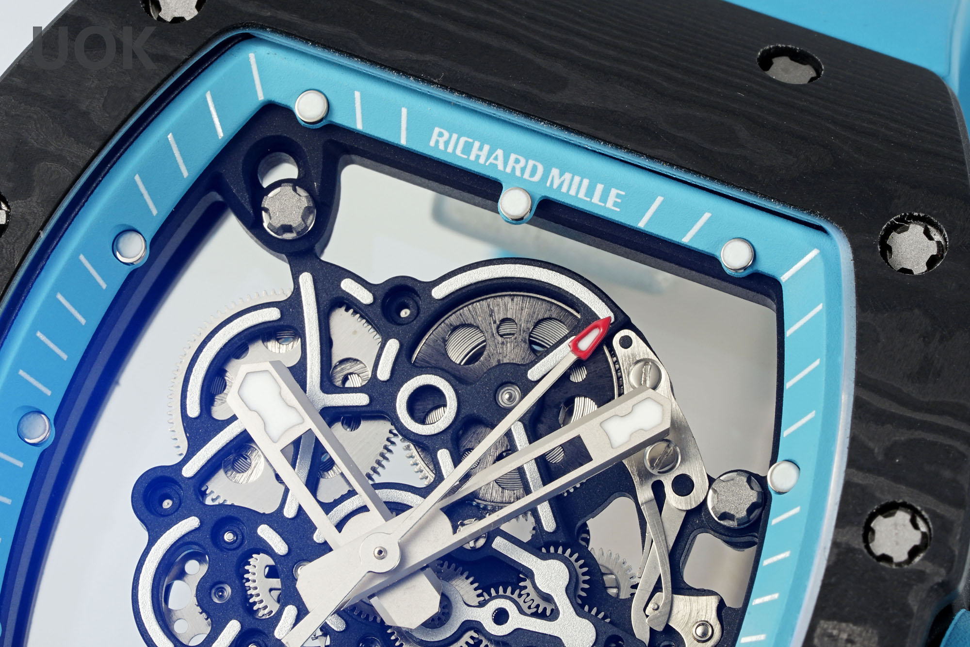 Best Replica RICHARD MILLE RM 055 – Swiss Movement Super Clone with Carbon Case & Blue Rubber Strap