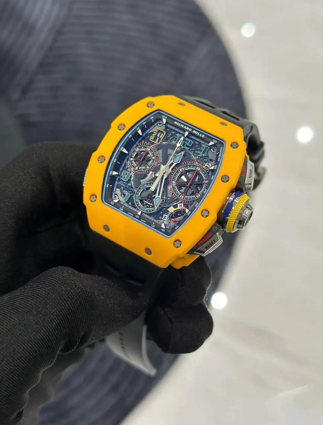 Replica Richard Mille RM 65-01 McLaren W1 Yellow Automatic Skeleton Watch