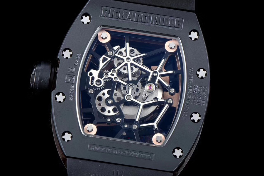 Richard Mille Replica RM 035-2 Black Strap Skeleton Dial