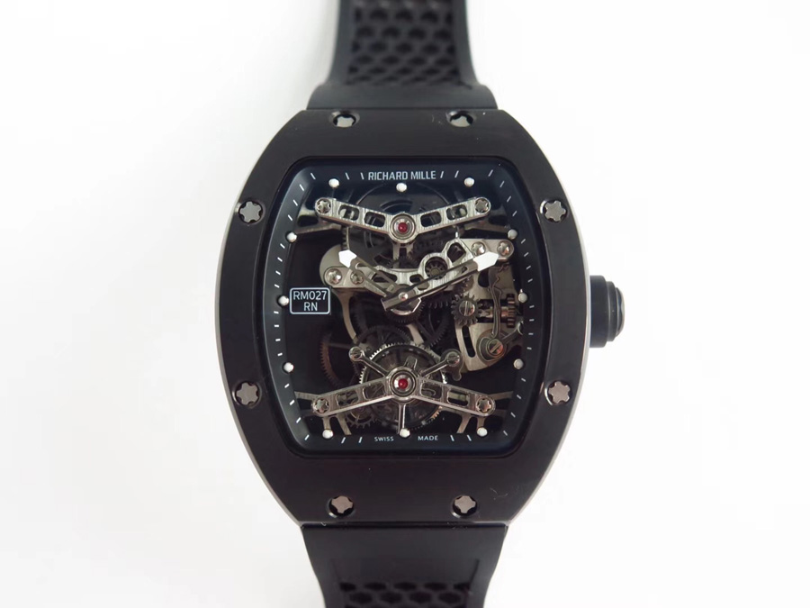 Richard Mille Replica RM 027 Black Rubber Strap Dense Bottom
