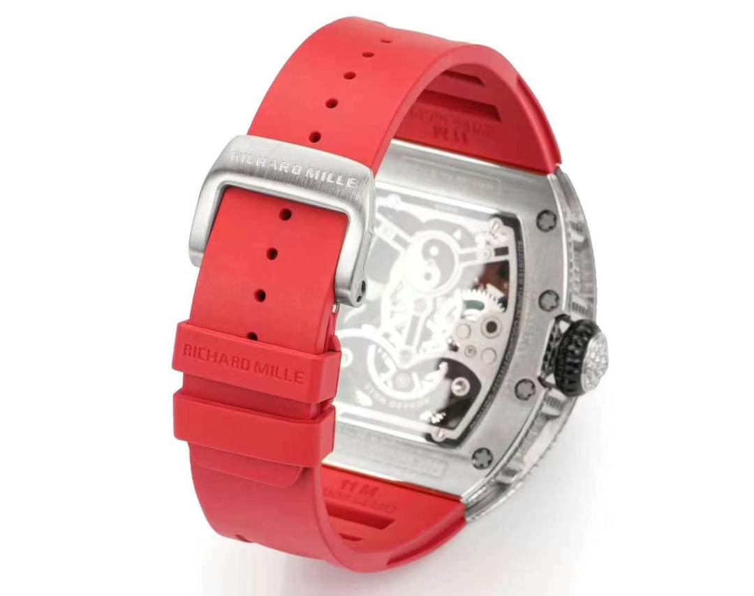Super Clone Replica RICHARD MILLE RM S10 Koi Fish Tourbillon Watch Diamond Case Red Strap Swiss Quality