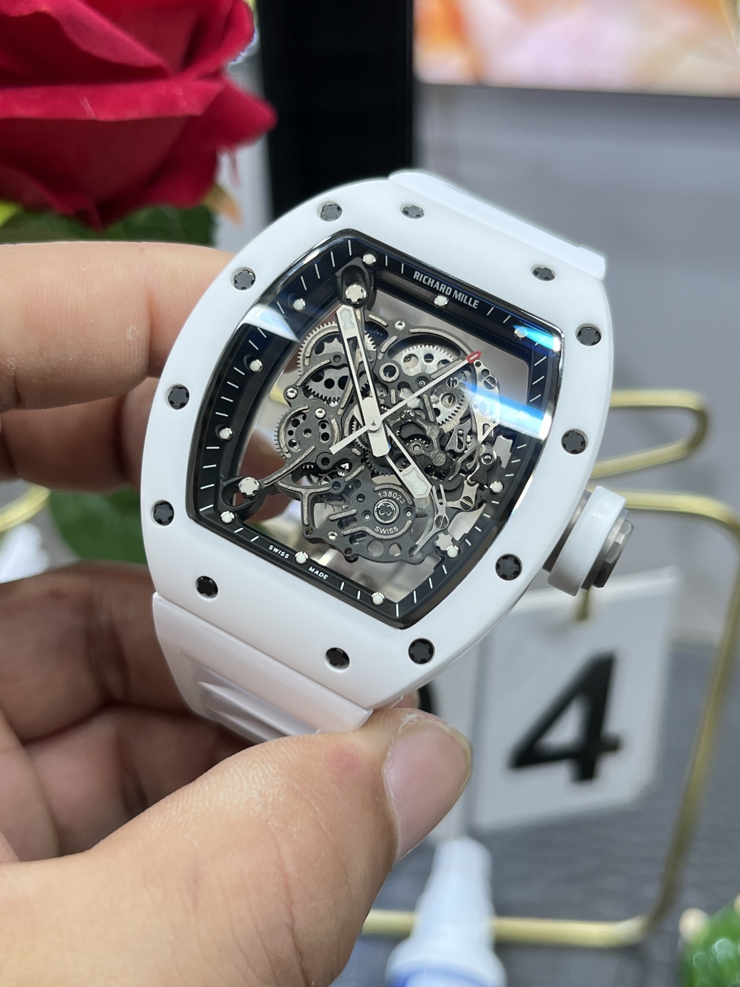 Richard Mille RM055 BBR White Ceramic Skeleton Swiss Replica Sports Watch, Super Clone