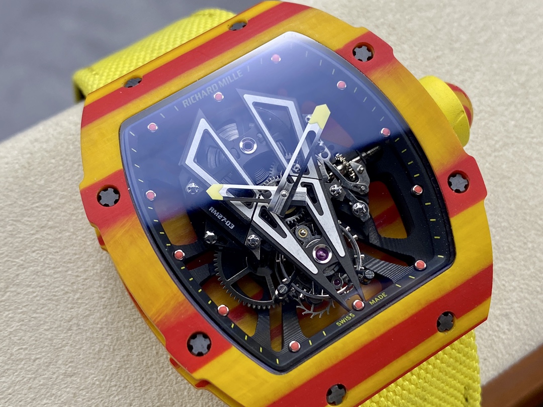 Best Swiss Replica Richard Mille RM 27-03 Red Yellow Carbon Fiber Watch