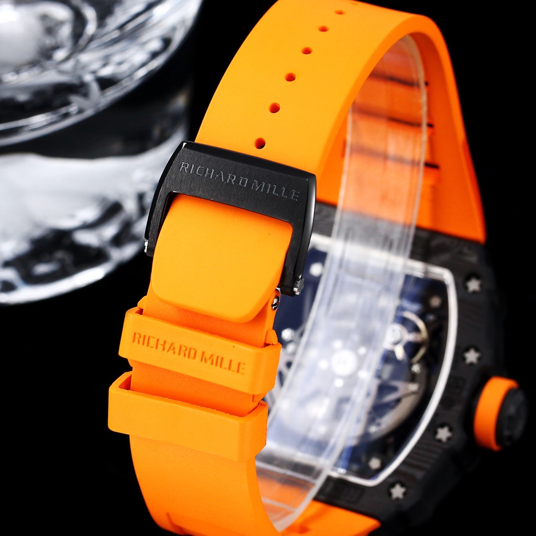 Richard Mille RM 35-02 NTPT Carbon Case Skeleton Dial Orange Rubber Swiss Automatic Replica