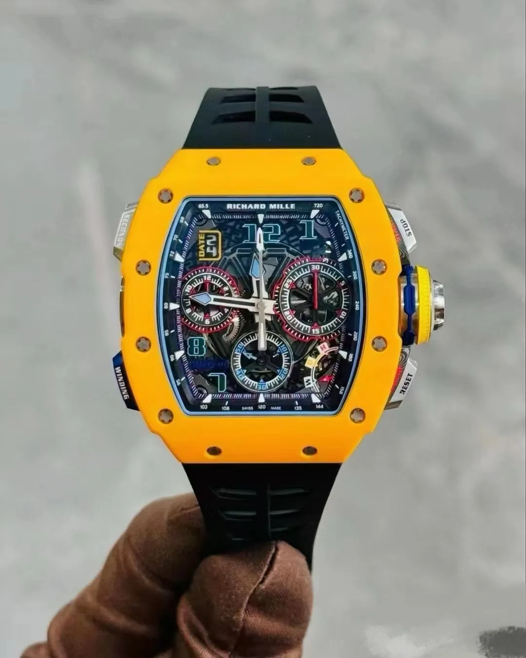 Replica Richard Mille RM 65-01 McLaren W1 Yellow Automatic Skeleton Watch